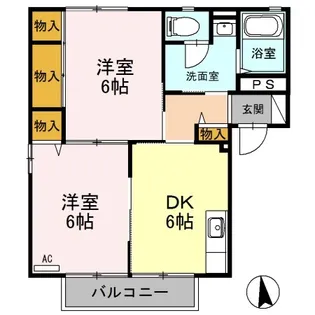 スカイハイツ B【2階】の間取り