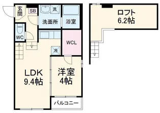 ハーモニーテラス六田【2階】の間取り