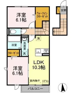 イースト・ヴィラ Ⅱ【2階】の間取り