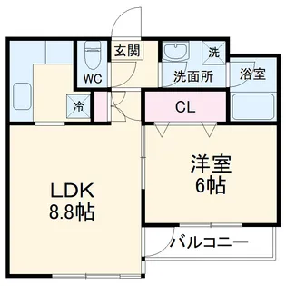 コスモ市川【9階】の間取り