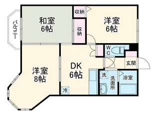 ウィングベル七宝【2A号室】の間取り