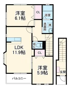 WEST HILLS【203号室】の間取り