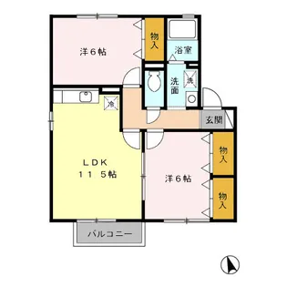 セジュール薮田【B202号室】の間取り