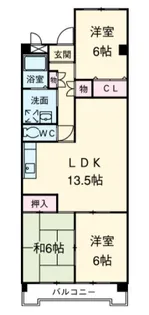 第6グランドハイツ服部【402号室】の間取り