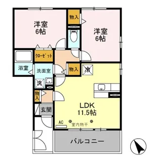 ビューバレー星の宮 E【2階】の間取り
