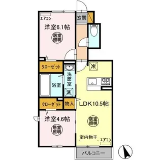 シスモンスⅡ【105号室】の間取り