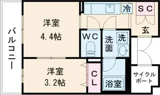 ドゥーエ大鳥居WEST【3階】の間取り