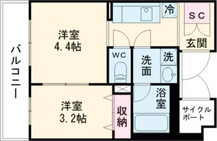 ドゥーエ大鳥居WEST【4階】の間取り