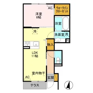 京和風 嵯峨野 雪【101号室】の間取り