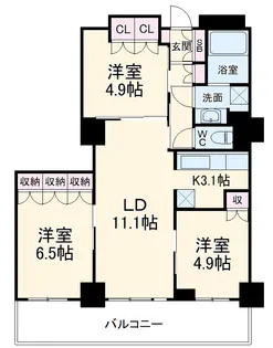 ライブタワー武蔵浦和【36階】の間取り
