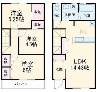 リーブルファイン草加稲荷Ⅲ2号棟【1階】の間取り