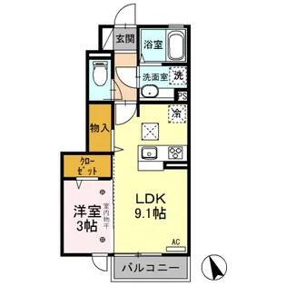 メゾン医大前桜 E【1階】の間取り