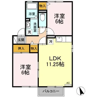 ディアコート楠【2階】の間取り