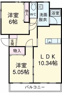 ル シェモア【105号室】の間取り