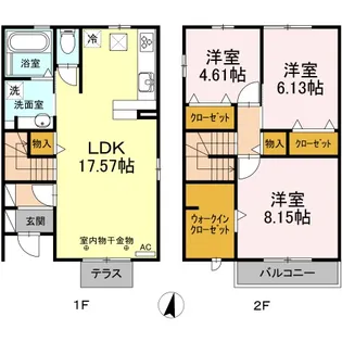 サンライズi B棟【B号室】の間取り