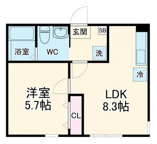 ハーミットクラブハウス桜木町JiN【2階】の間取り