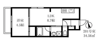 ベルレモン北馬込【201号室】の間取り