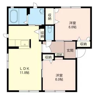 ソレアードD【1階】の間取り