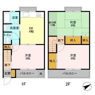 半田コーポA棟B棟【2階】の間取り
