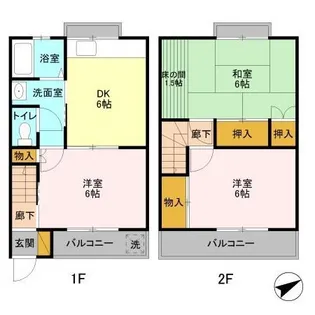 半田コーポA・B【2階】の間取り