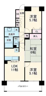 (仮称)千葉港マンション【2階】の間取り