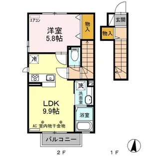 アオーラ泉 B【2階】の間取り