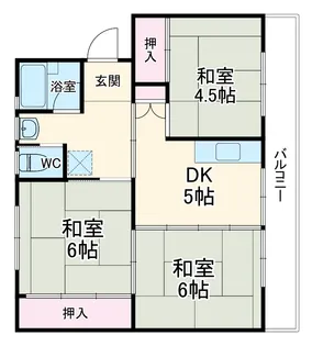 ビレッジハウス所沢1号棟【401号室】の間取り