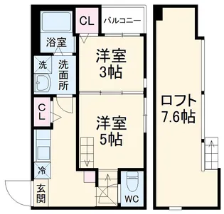 ハーモニーテラス河岸町2【2階】の間取り