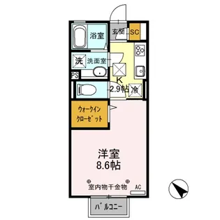 D-room思川ルージュ A【101号室】の間取り