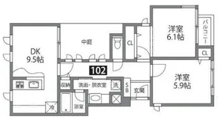 ラ・リュエル笹塚【1階】の間取り