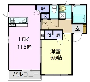ベルパーク丸山L棟【202号室】の間取り