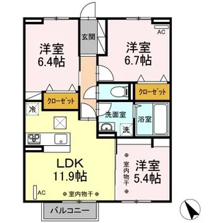 エルシャトー【1階】の間取り