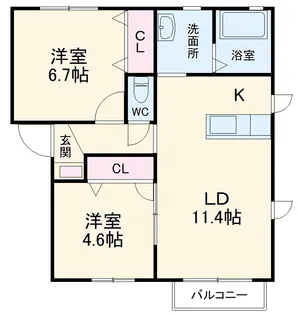カロスクレーネ【2階】の間取り