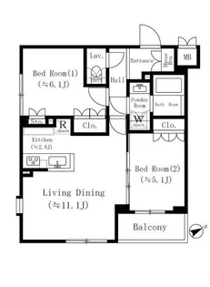 カーラステージ武蔵野【1階】の間取り