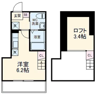 ハーミットクラブハウスKCK菊名【2階】の間取り