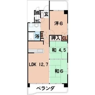 マンションリバーストーン【2階】の間取り