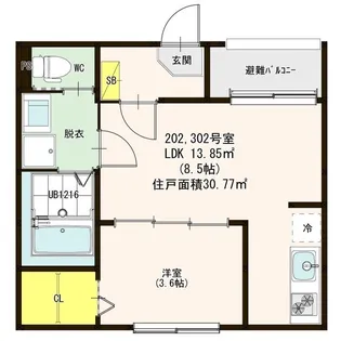 プレミアムテラス松葉町【2階】の間取り