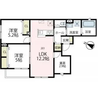 カーサM大和【201号室】の間取り