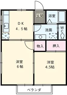 ハウスエイト【2-C号室】の間取り