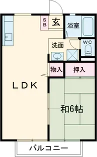 千波ハイツ B【1階】の間取り