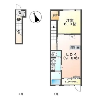 アパートメント小浜 A【2階】の間取り