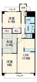 ライファスN 水広【3階】の間取り