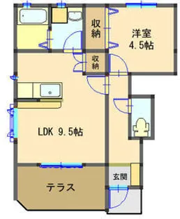 アンテクゥール【1階】の間取り