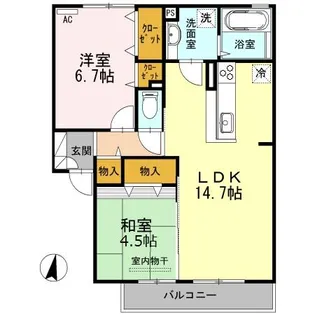 ドミール箕面【2階】の間取り