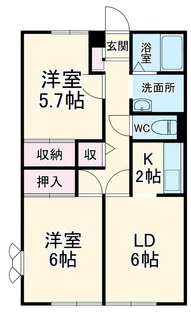 グリーンハイツ岸辺【1階】の間取り