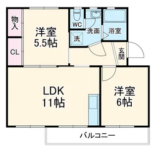 粟生第二住宅10棟【5階】の間取り