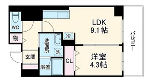 シャンテ与力町【6階】の間取り