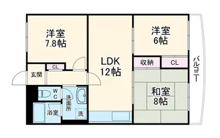 アパルトマン北千里【7階】の間取り