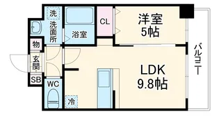 プレサンス扇町駅前【15階】の間取り