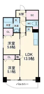 マリンガーデン【501号室】の間取り